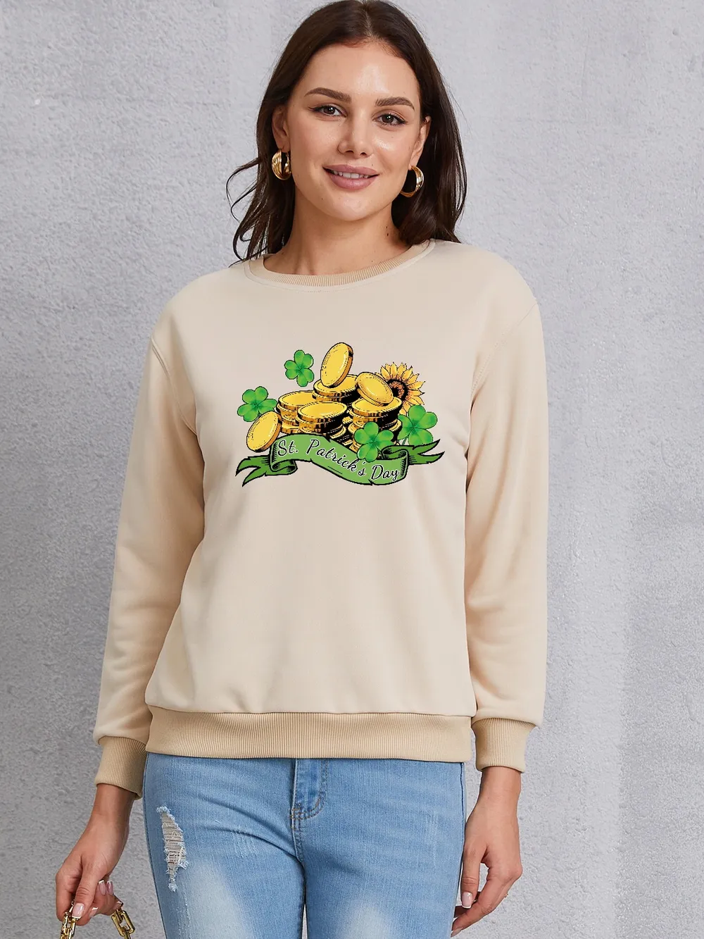 ST. PATRICK'S DAY Graphic Round Neck Sweatshirt, image 2