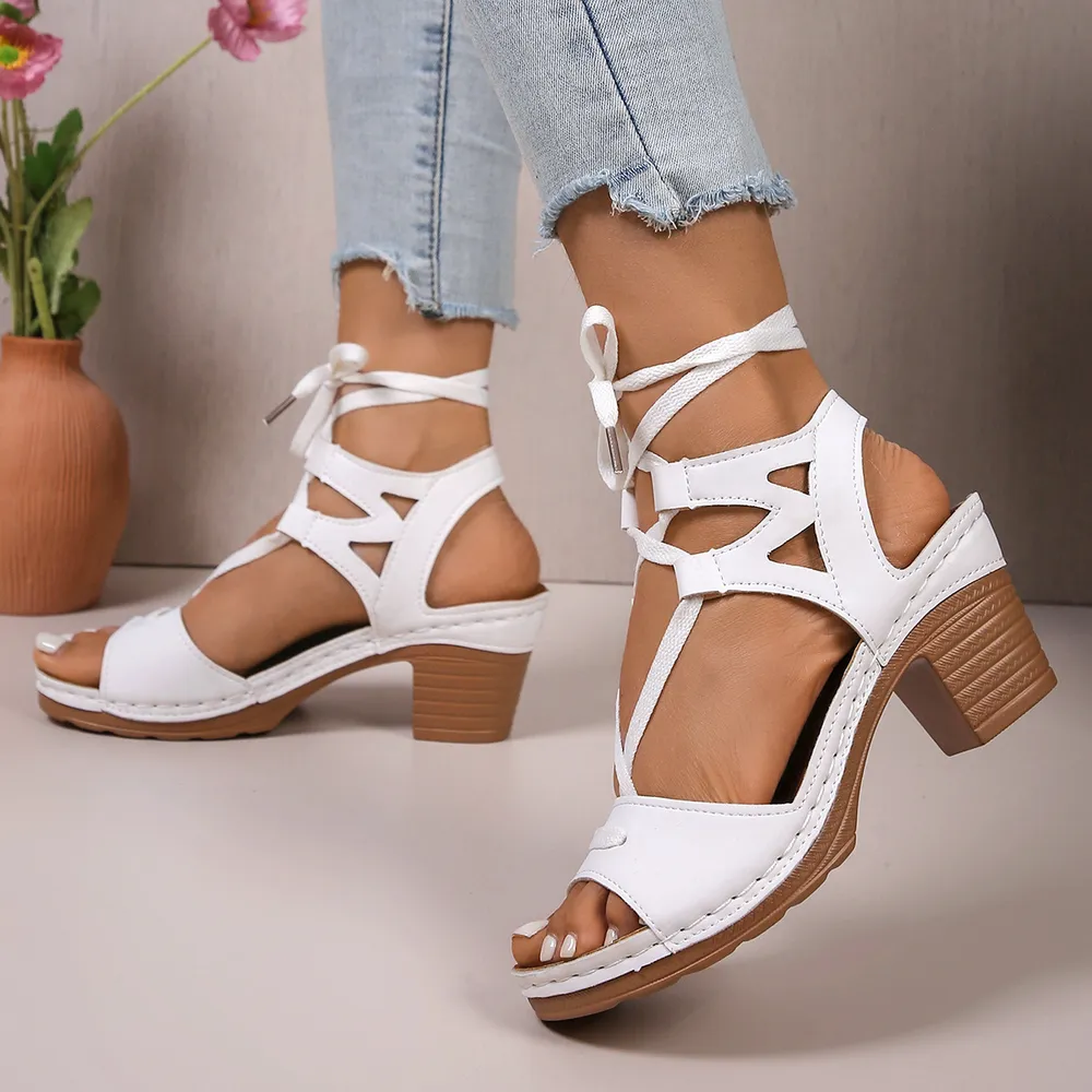 Lace-Up Block Heel Sandals, image 6