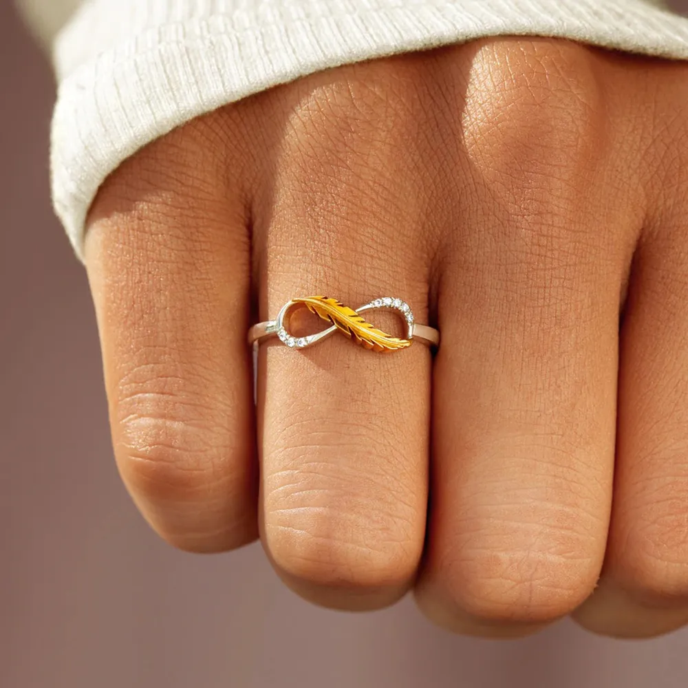 Feather 925 Sterling Silver Zircon Ring, image 2