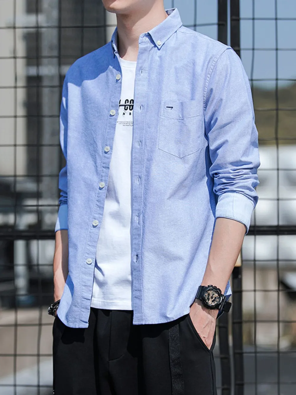Men's Plus Size Button-Down Casual Shirt