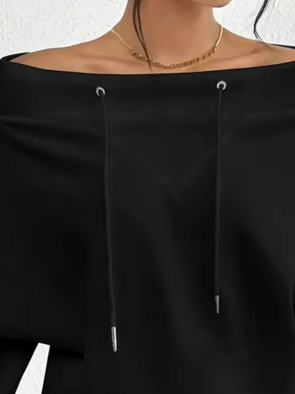Full Size Off-Shoulder Drawstring Long Sleeve Top Plus Size, image 13