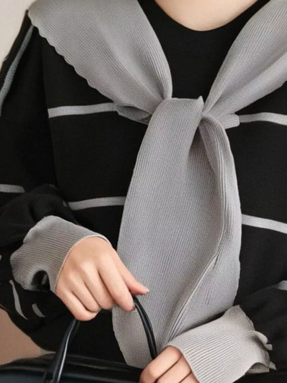 Striped Round Neck Long Sleeve Sweater, image 8