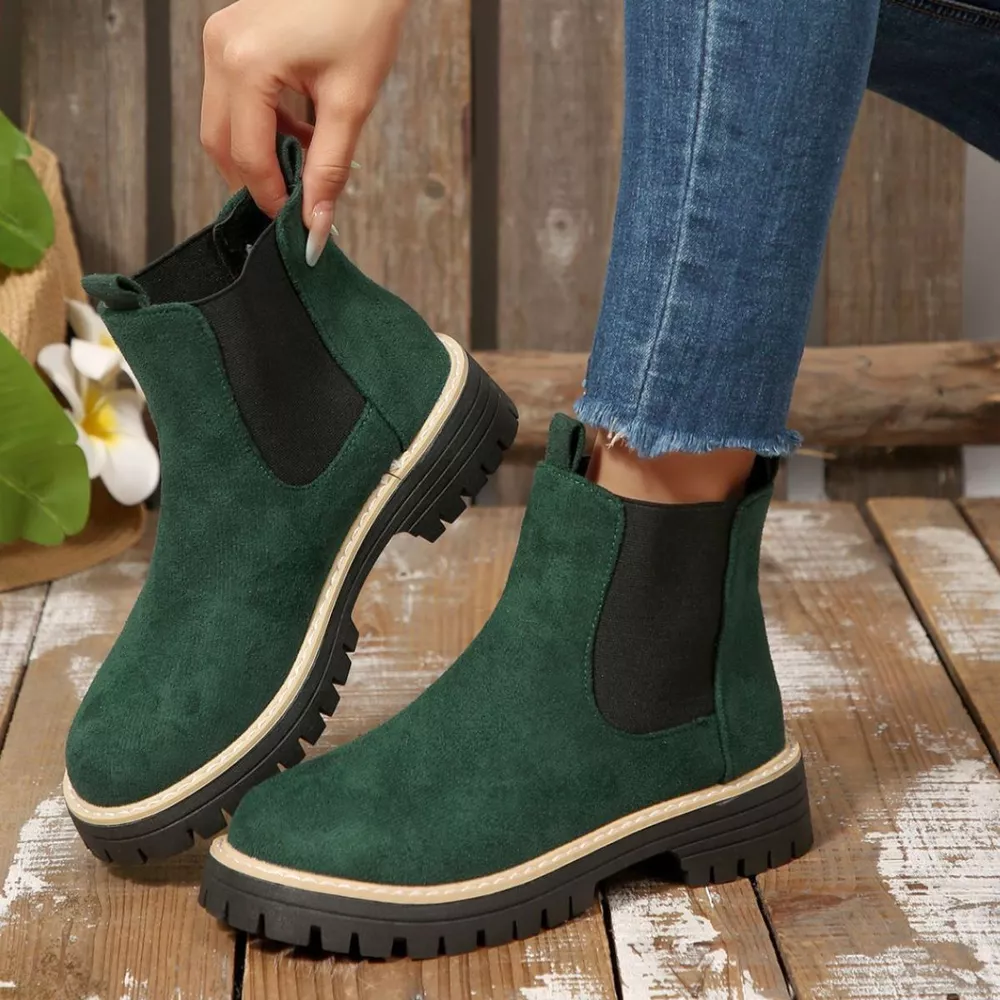 Round Toe Block Heels Boots, image 19