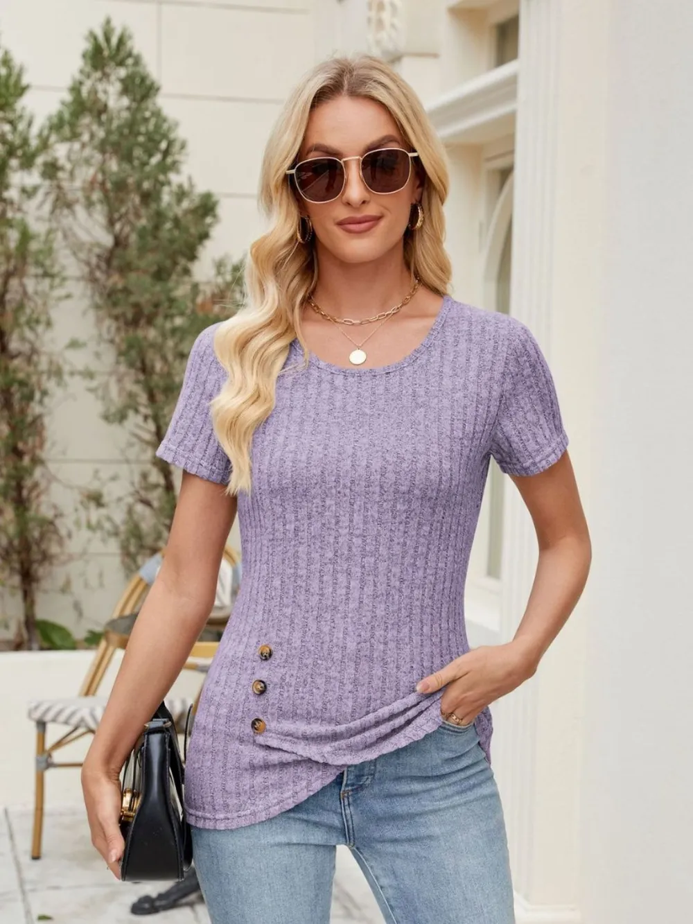Round Neck Short Sleeve T-Shirt, image 12