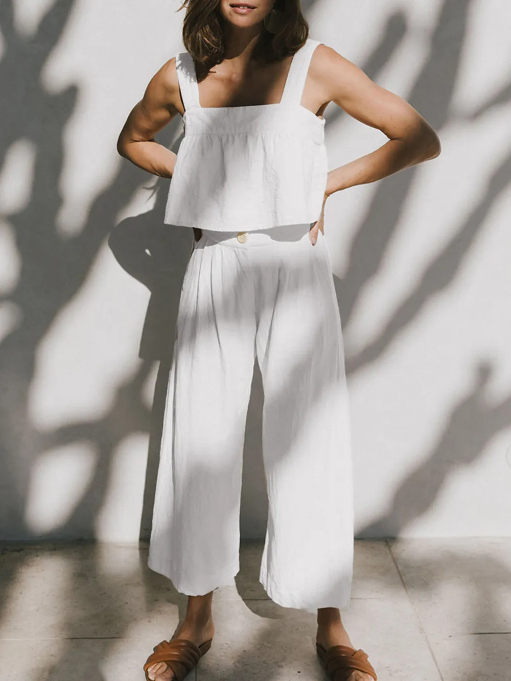 Square Neck Wide Strap Top and Pants Set, image 5