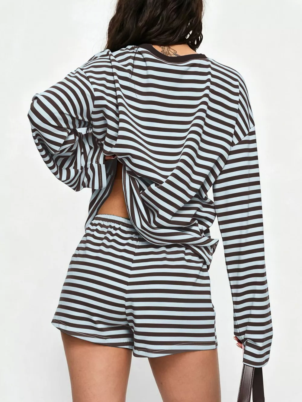 Striped Long Sleeve Top and Shorts Set, image 12