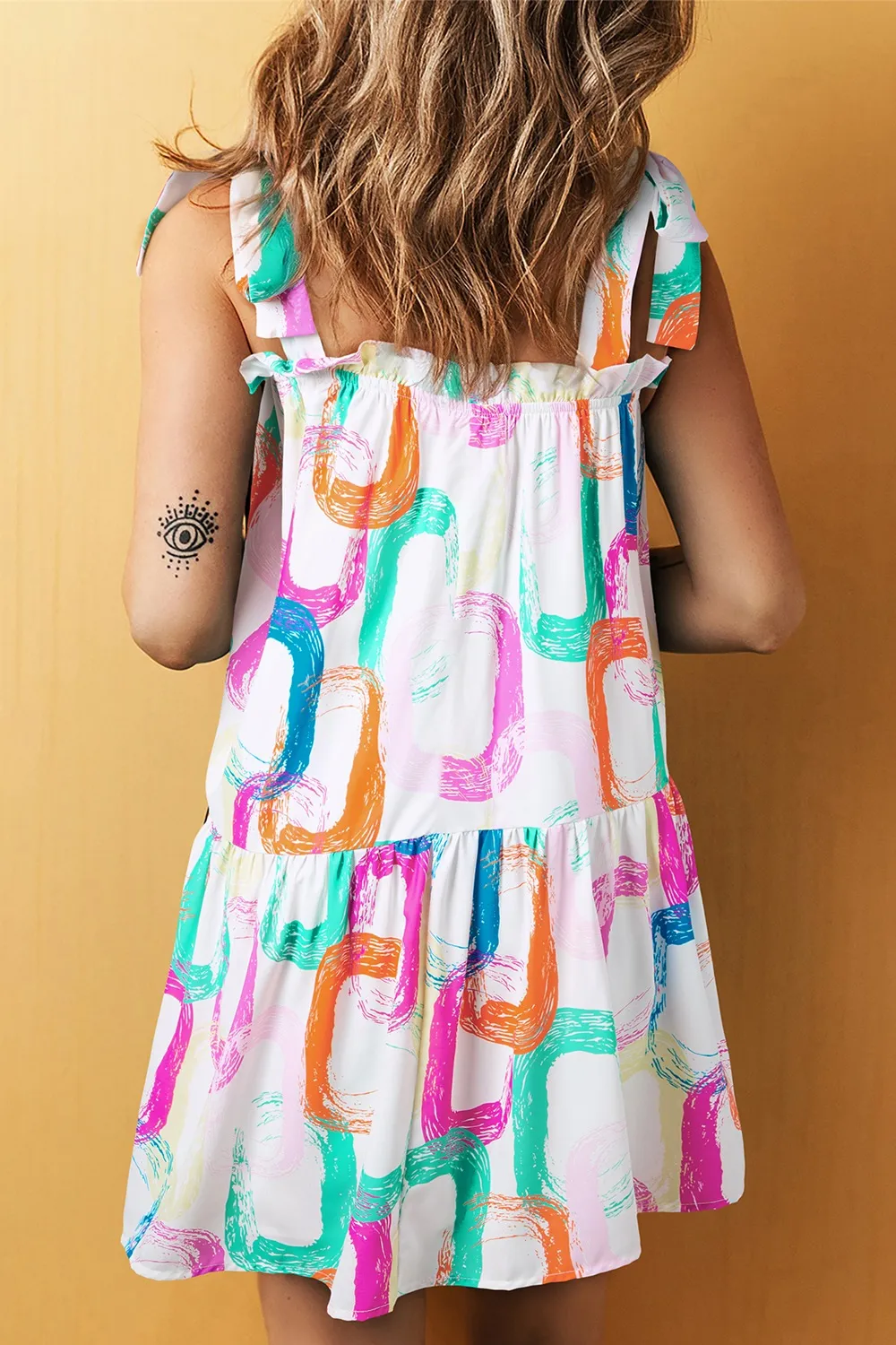 Tied Printed Sleeveless Mini Dress, image 4