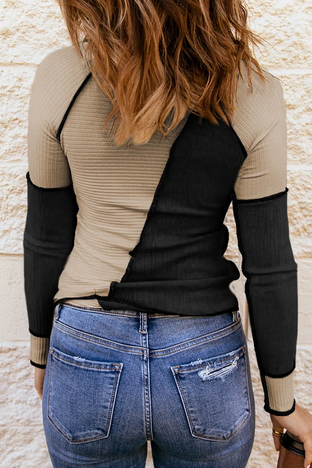 Color Block Round Neck Long Sleeve T-Shirt, image 15