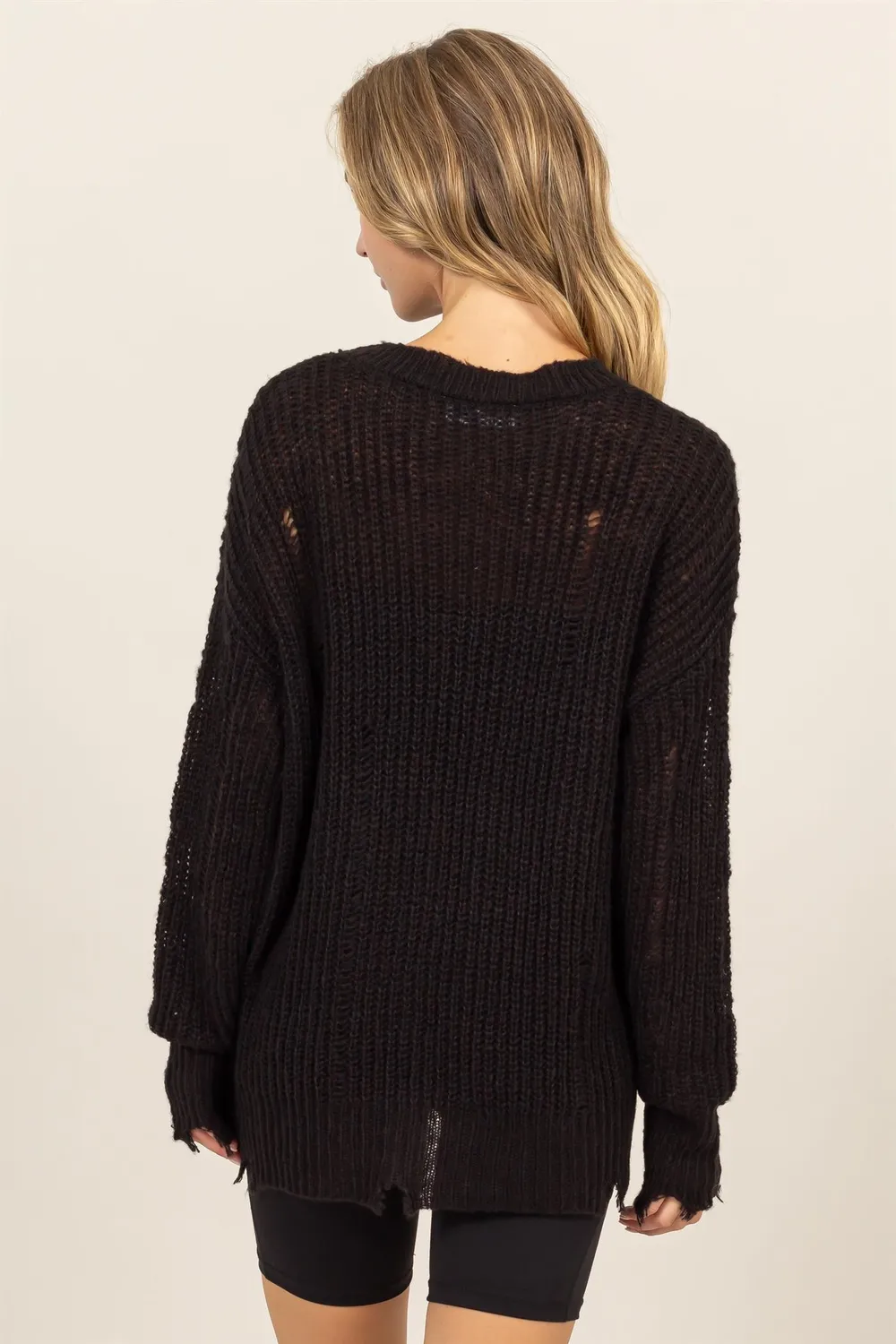 Distressed Long Sleeve Knit Top, image 2