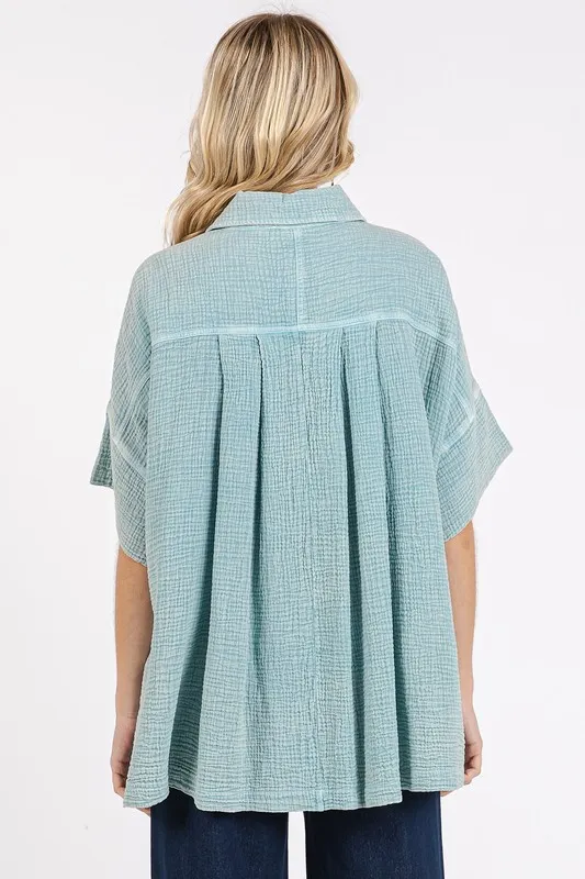 Mineral Wash Gauze Oversized Short Sleeve Shirt, image 2
