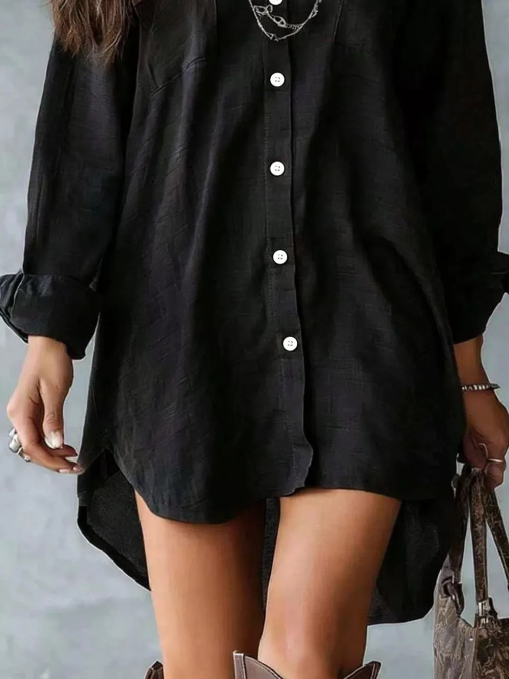 Casual Linen Shirt Dress with Pockets, image 9