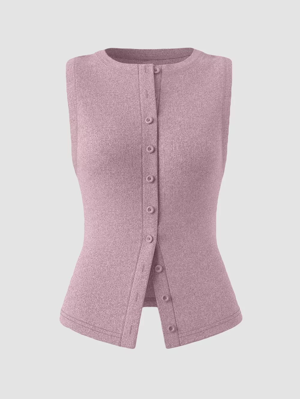 Ribbed Button-Front Sleeveless Tank, image 11