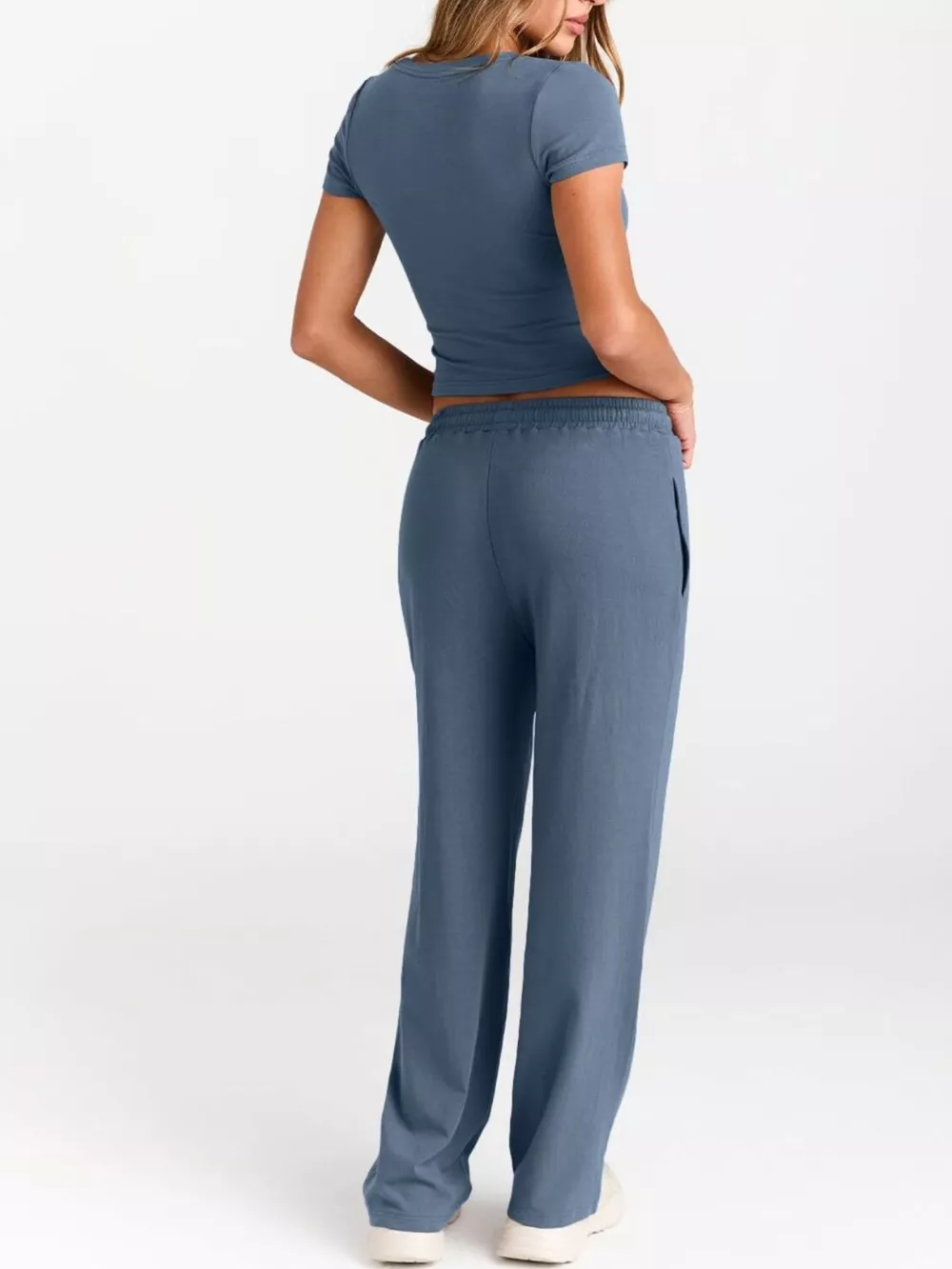 Round Neck Short Sleeve Tee and Pants Set, image 12
