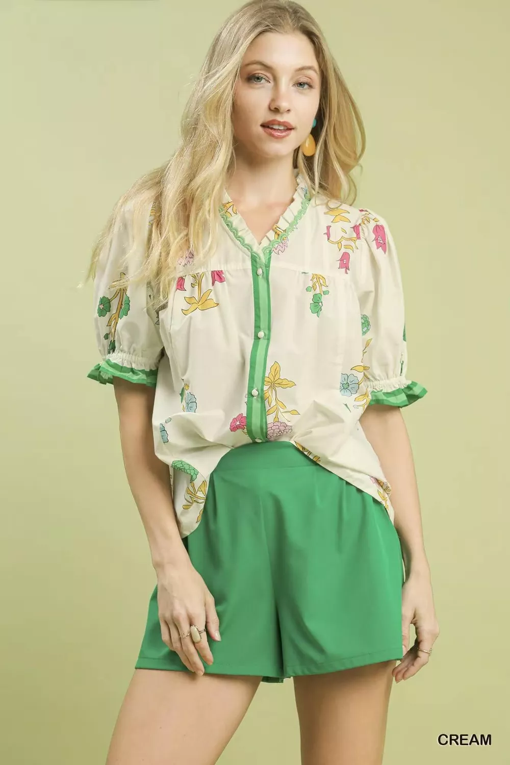 Petal Parade Print Button-Down Blouse, image 2