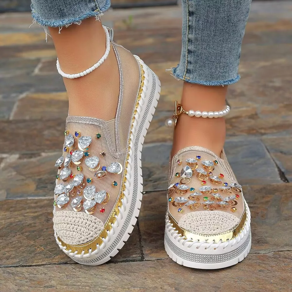 Rhinestone Decor Platform Loafers, image 9
