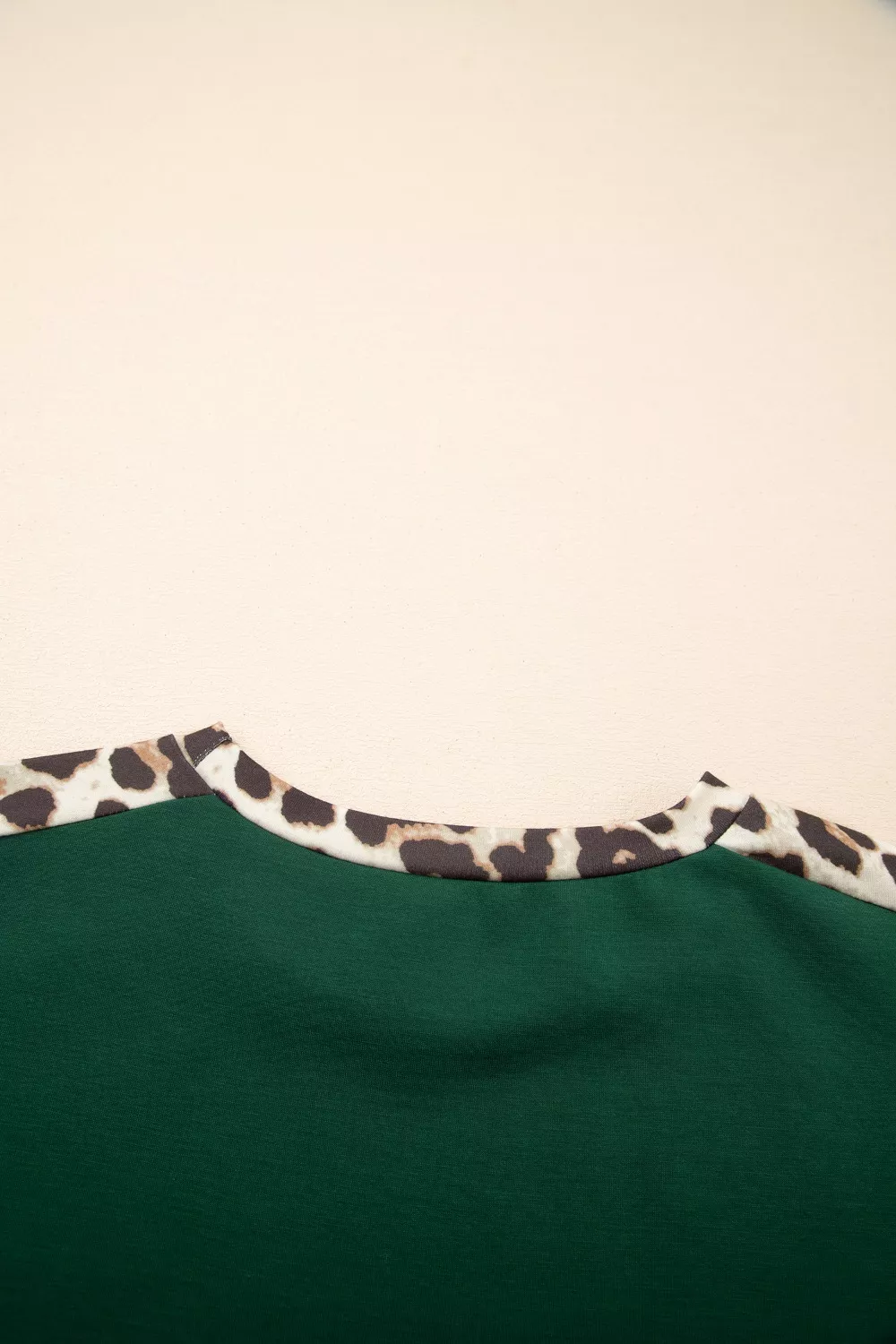 Leopard Trim Short Sleeve Relaxed Fit T-Shirt, image 9