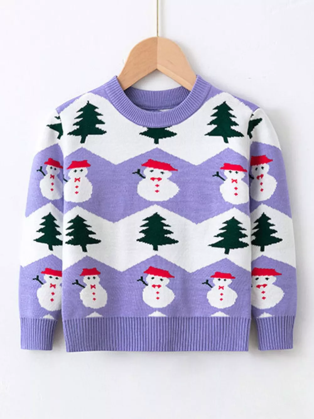 Children's Snowman & Tree Pattern Sweater, image 2