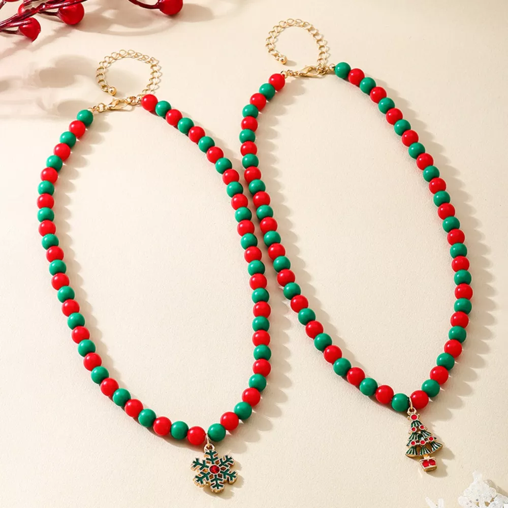 2 Piece Christmas Beaded Necklace with Pendants, image 2