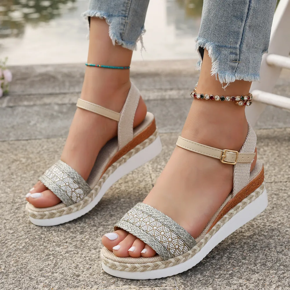 Open Toe Platform Wedge Sandals, image 2