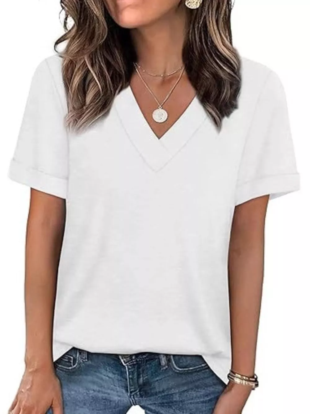 Casual V-Neck Short Sleeve T-Shirt, image 19