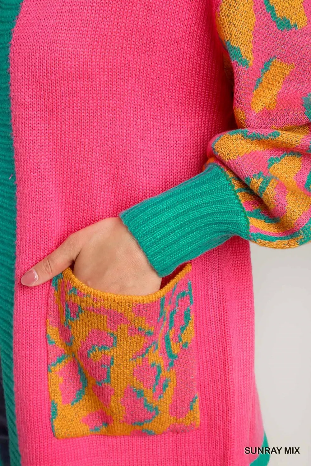 Animal Print Open Front Sweater Cardigan, image 4