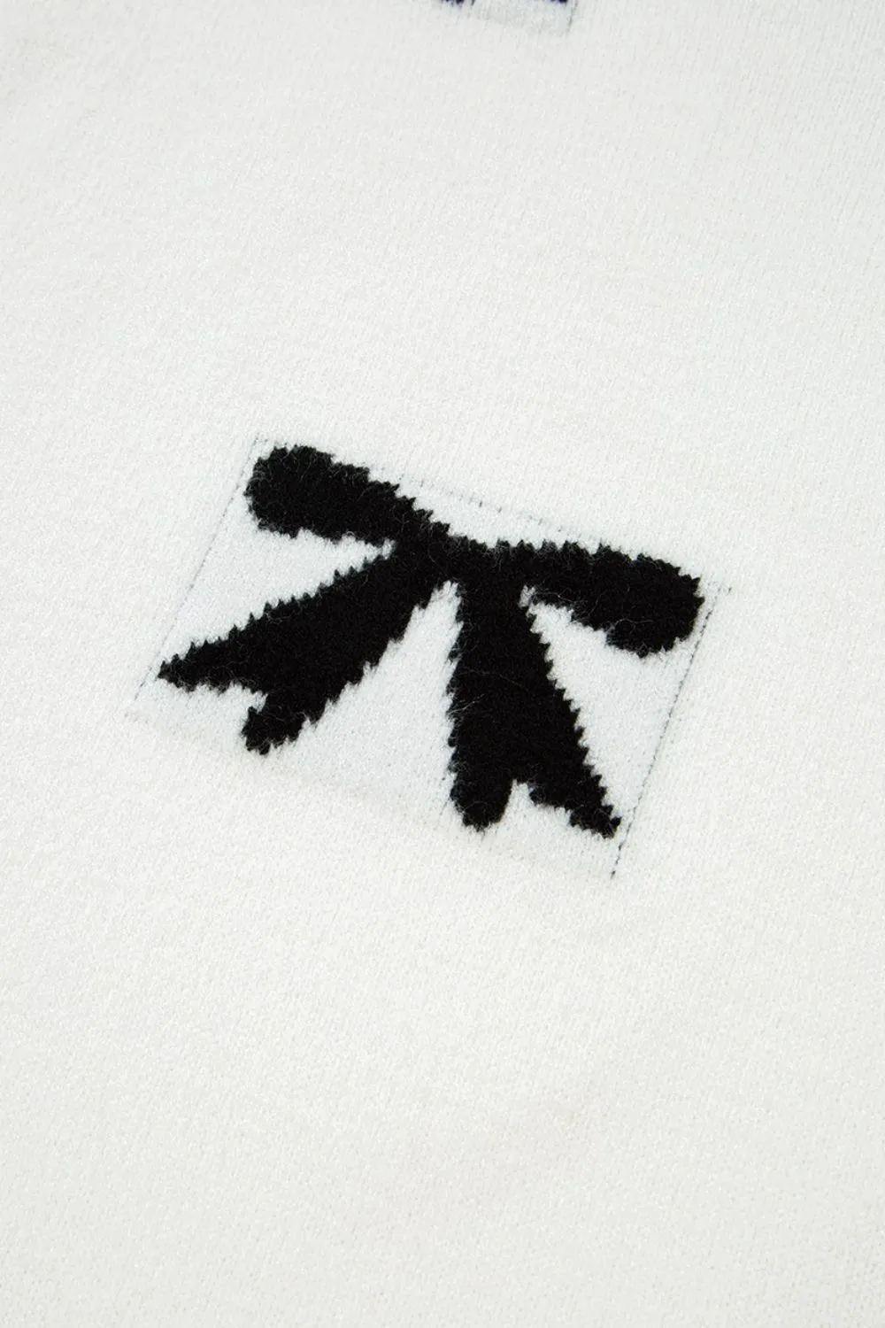 Bow Pattern Knit Short Sleeve Sweater, image 9