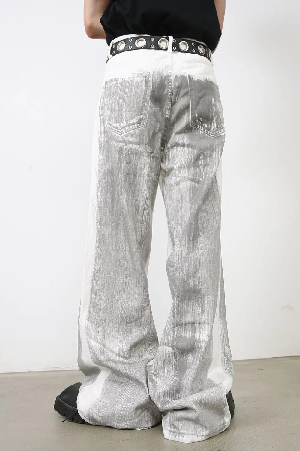 Men's Contrast Wide Leg Jeans, image 4