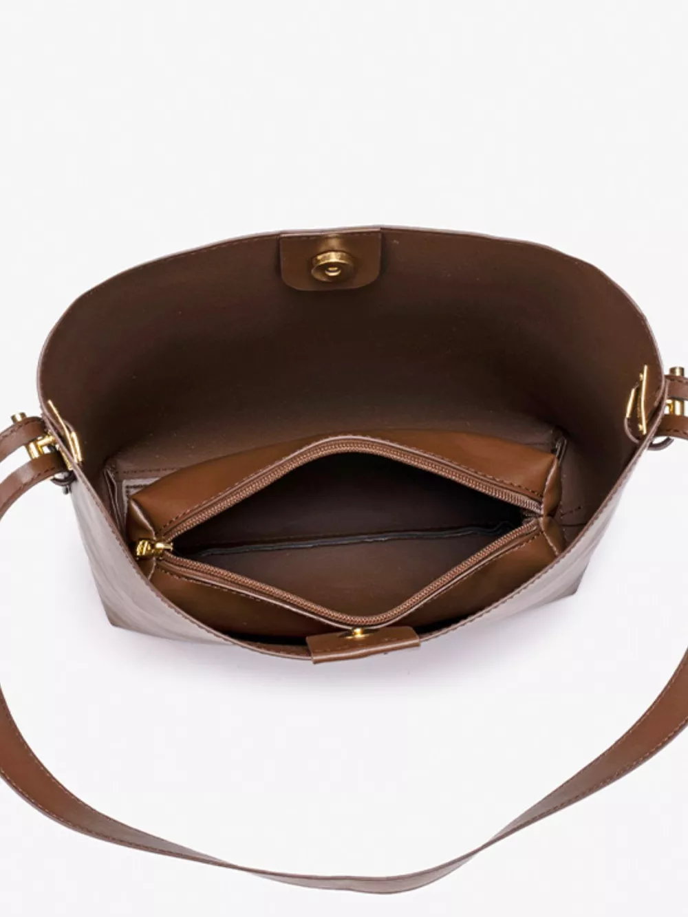 Minimalist PU Leather Bucket Shoulder Bag, image 9
