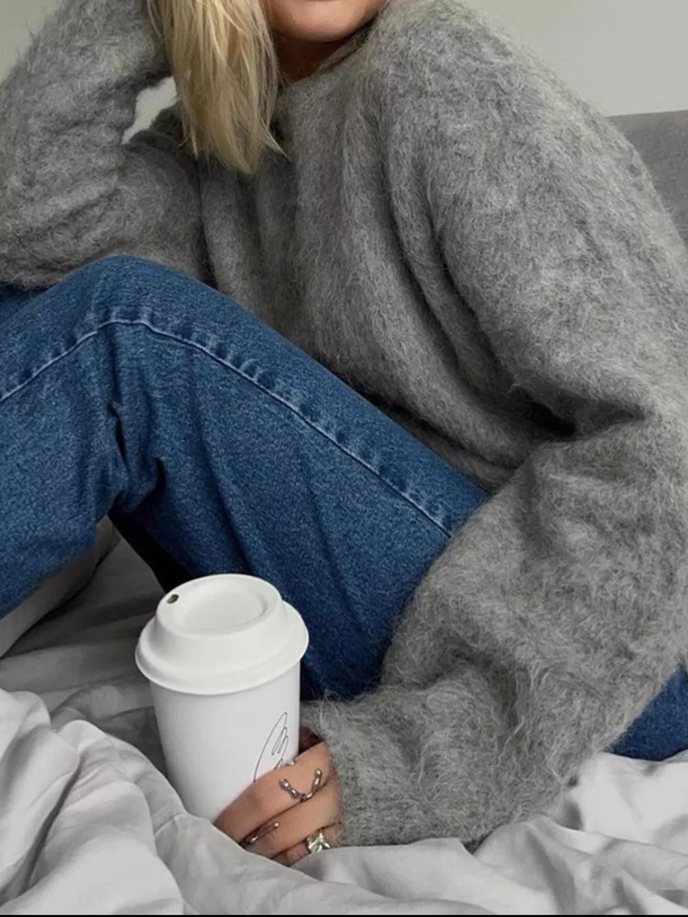 Fuzzy Round Neck Long Sleeve Sweater, image 6