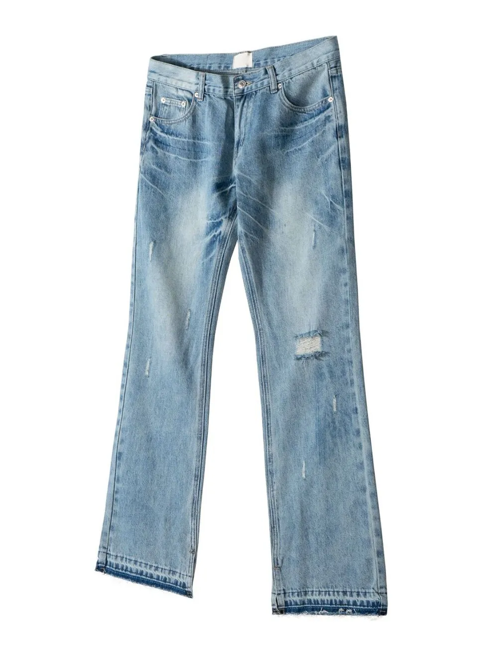 Men's Distressed Raw Hem Jeans, image 3