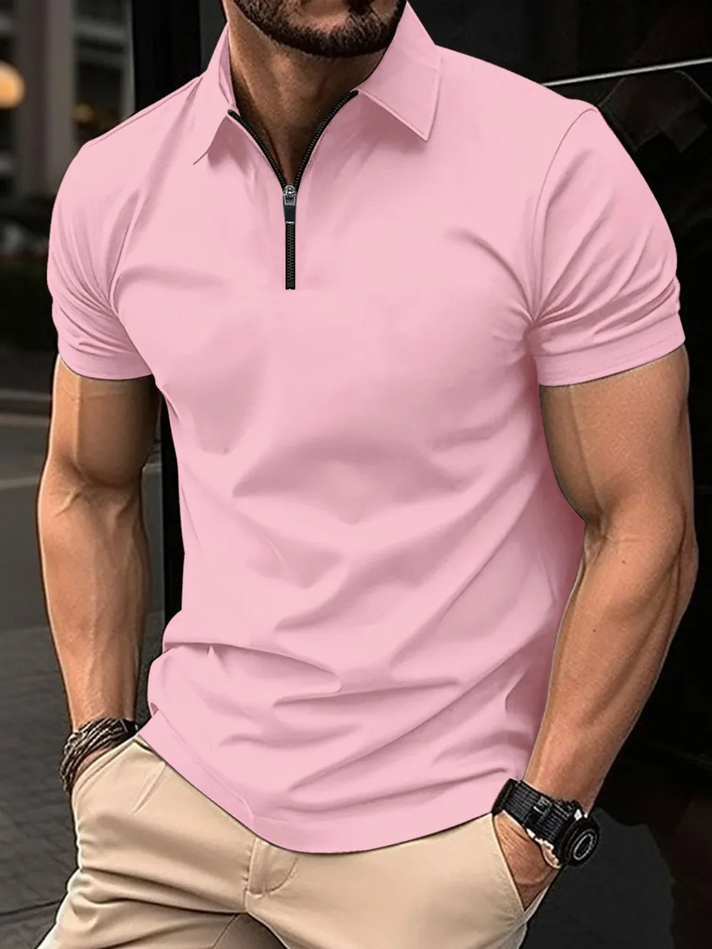Men's Full Size Collared Neck Short Sleeve Polo Plus Size, image 9