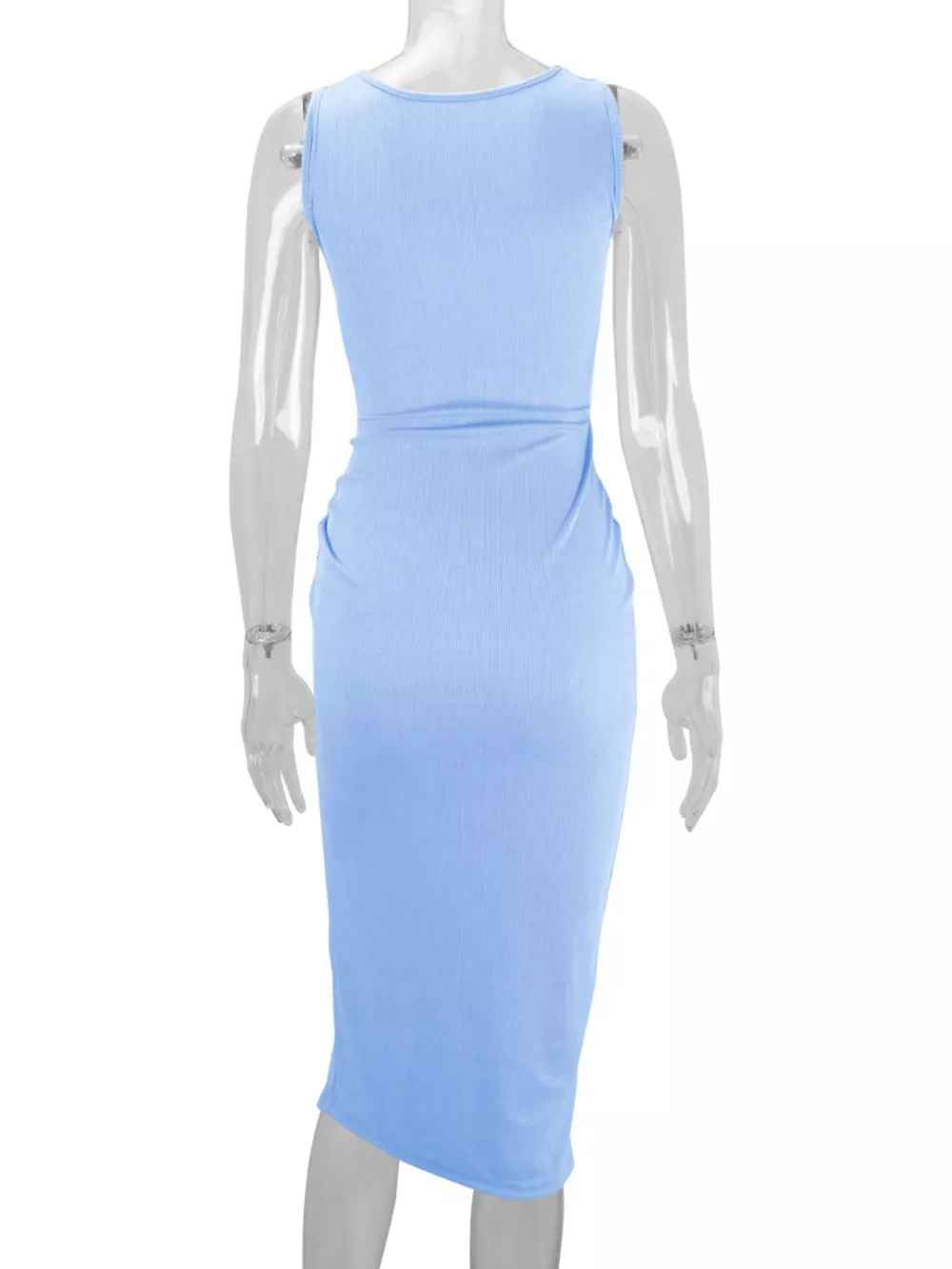 Sleeveless Cut-Out Ruched High-Slit Bodycon Dress, image 30