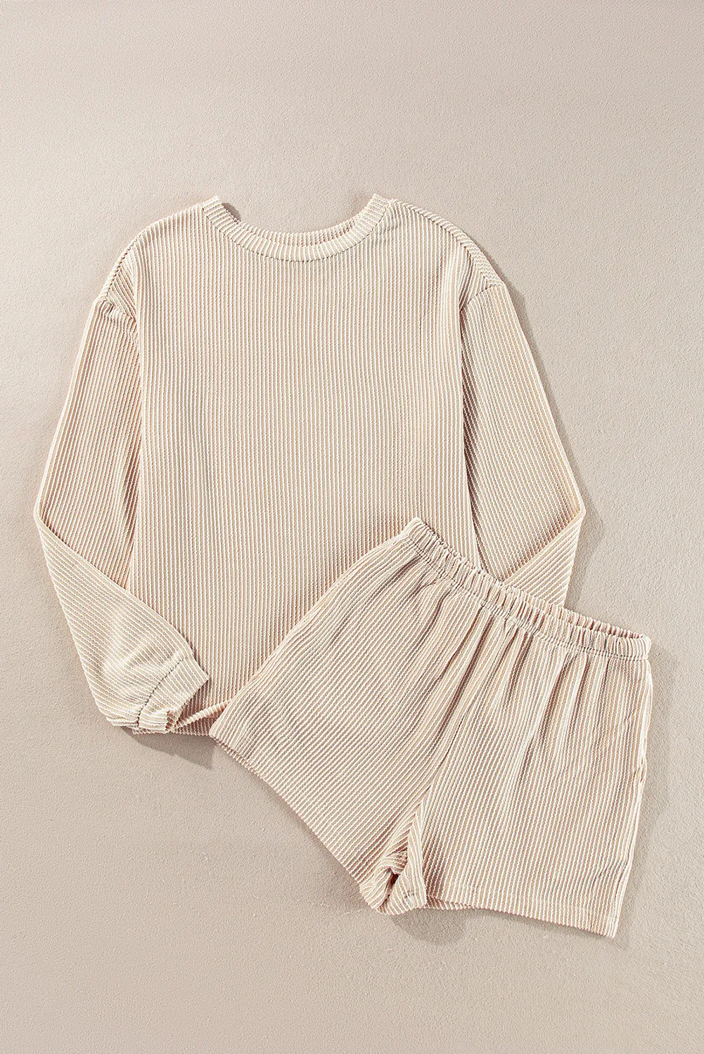 Round Neck Long Sleeve Top and Shorts Set, image 7