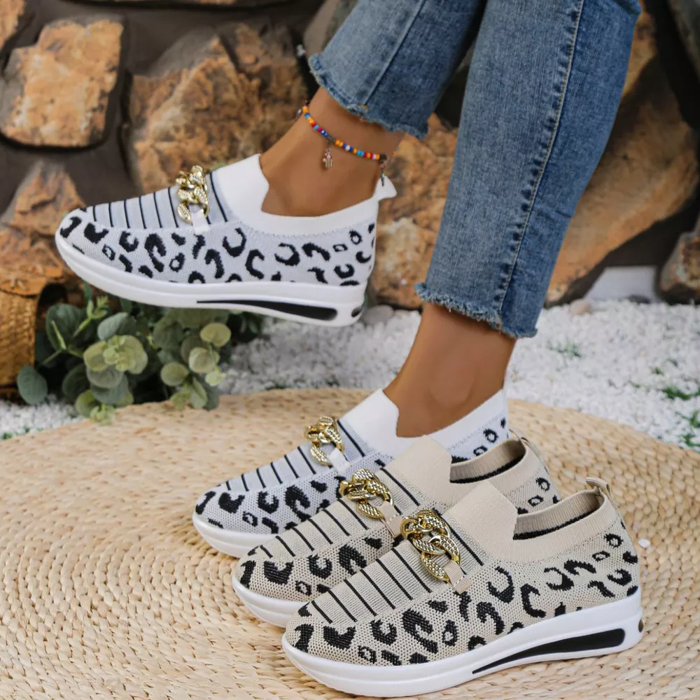Leopard Round Toe Slip Ons, image 6