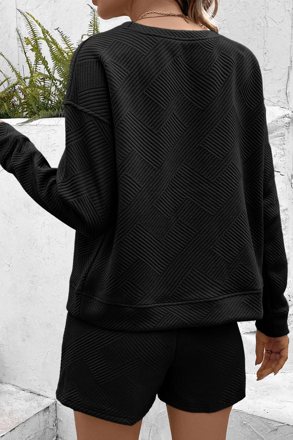 Round Neck Dropped Shoulder Top and Shorts Set, image 7