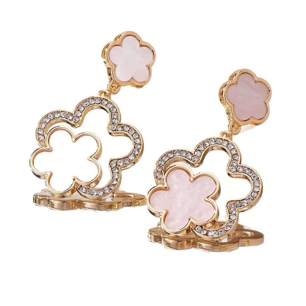 Lucky Clover Dangle Earrings with Rhinestone Accents, image 5