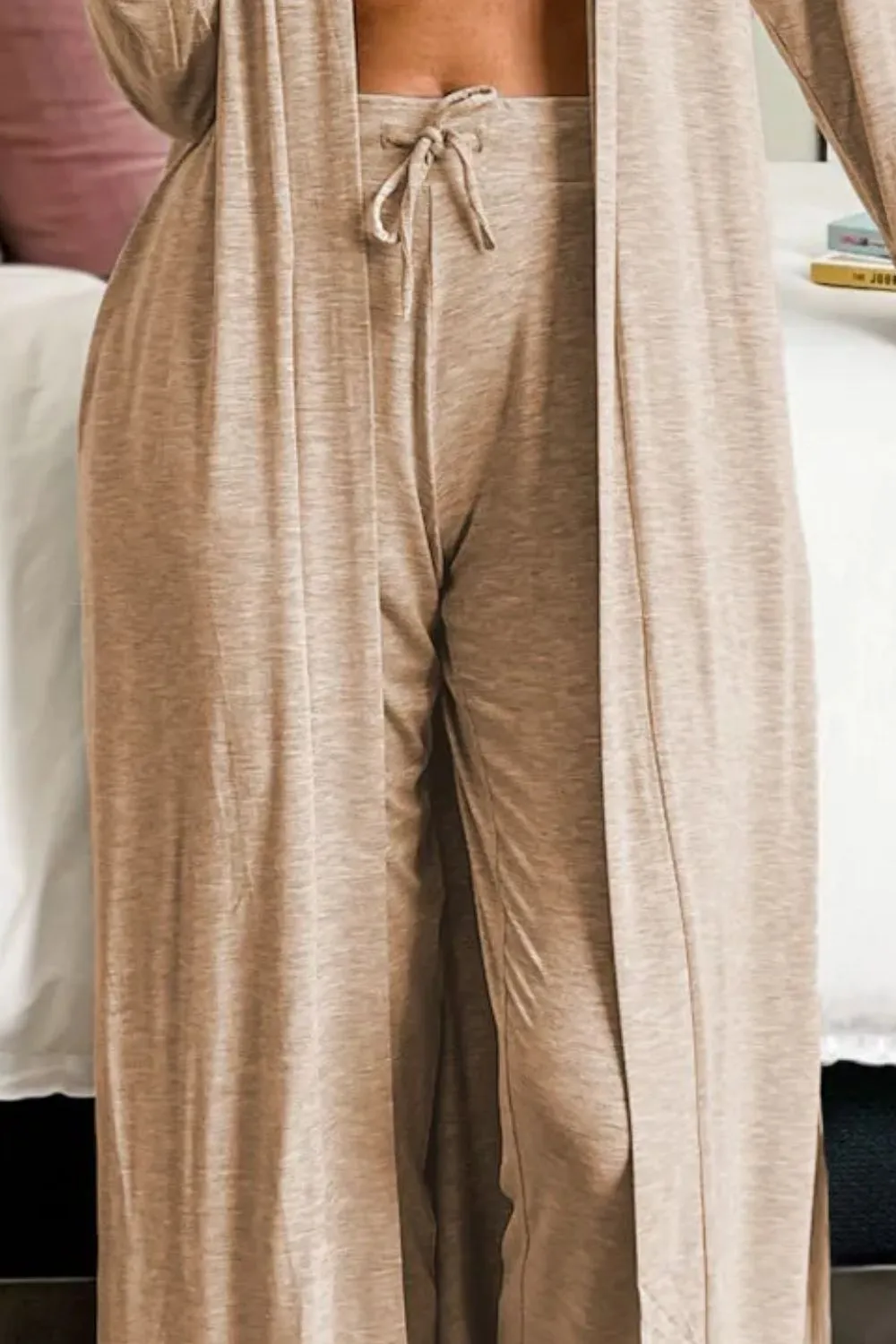 Open Front Long Sleeve Cardigan and Pants Lounge Set, image 8