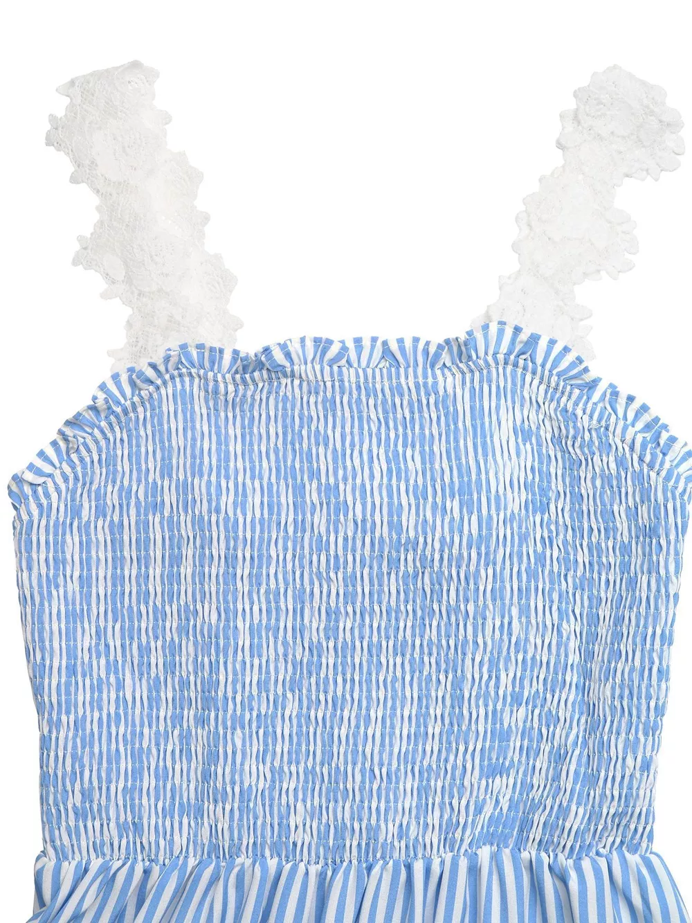 Striped Smocked Lace Trim Midi Dress, image 3