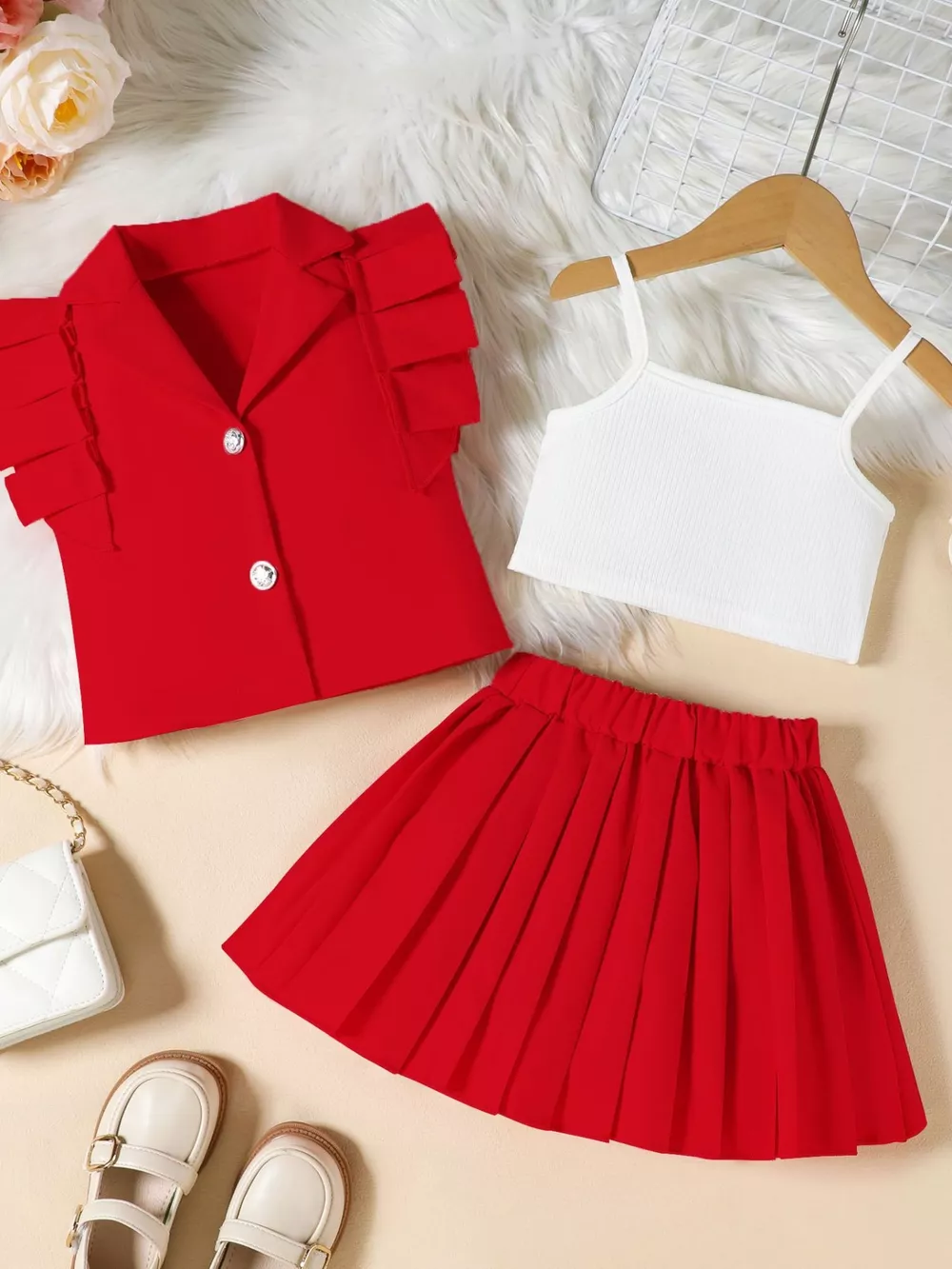 Children's Cami & Button Detail Top & Skirt Set, image 9