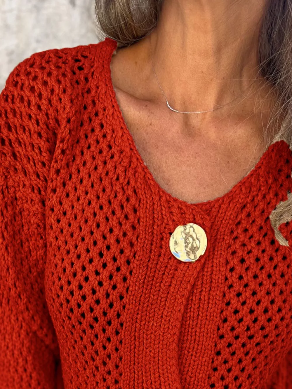 Crochet Button Up Long Sleeve Cardigan, image 14