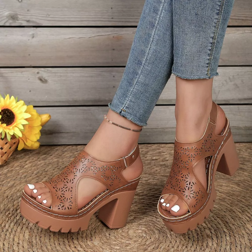 Open Toe Block Heels Sandals, image 6