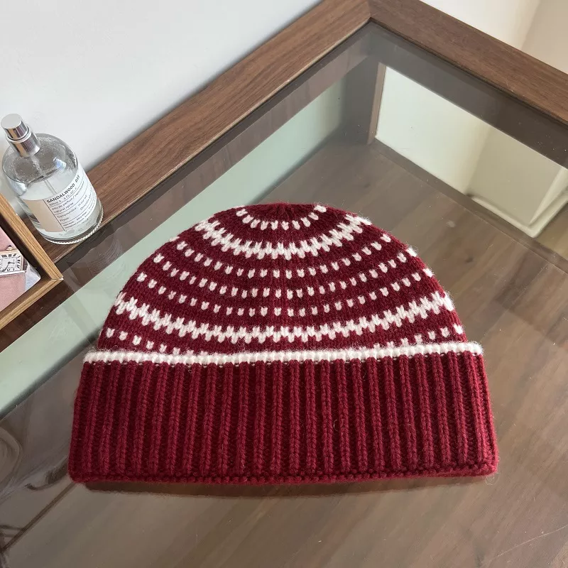 Wool Striped Warm Knit Hat, image 2