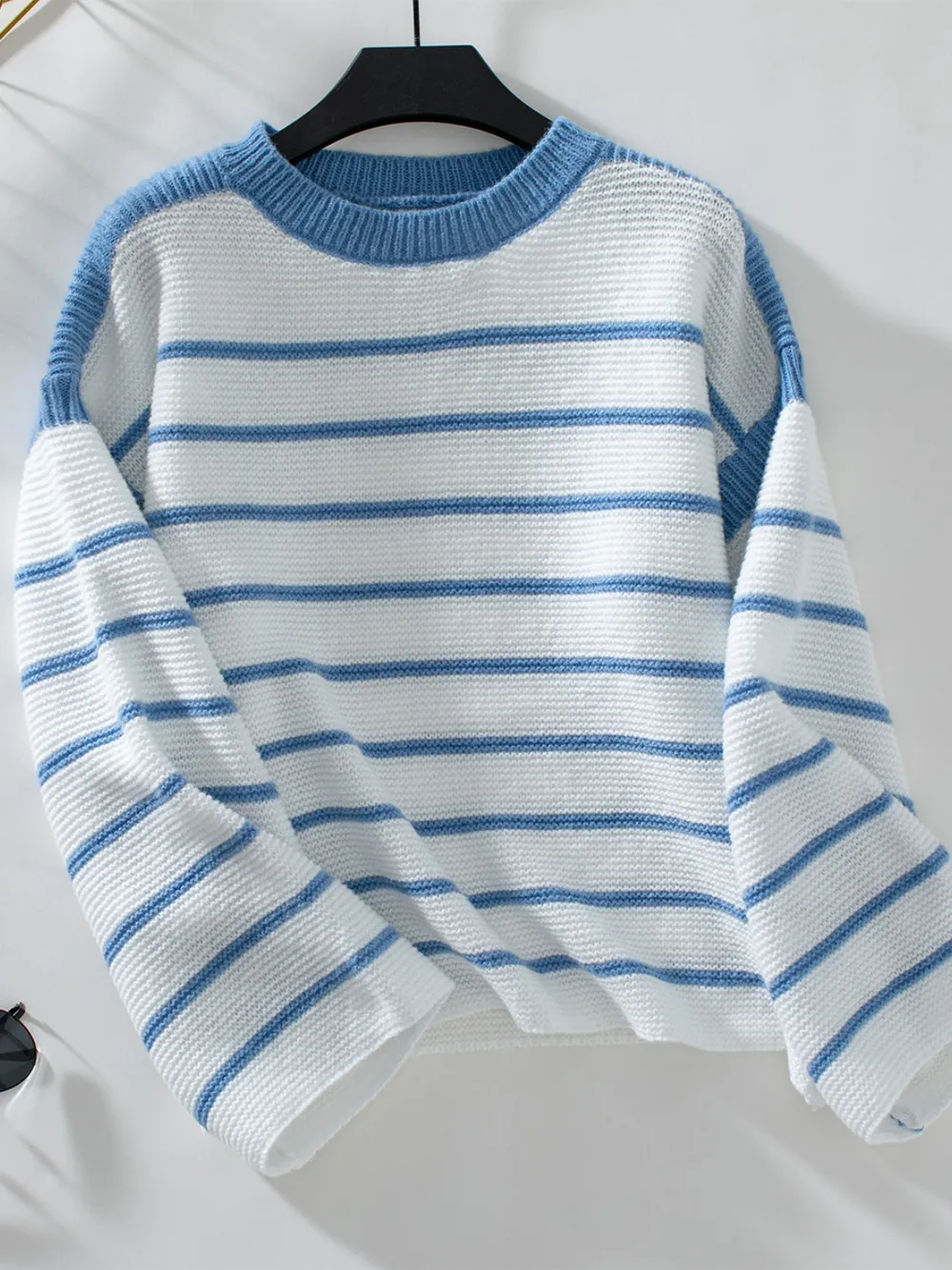 Striped Round Neck Long Sleeve Sweater, image 5