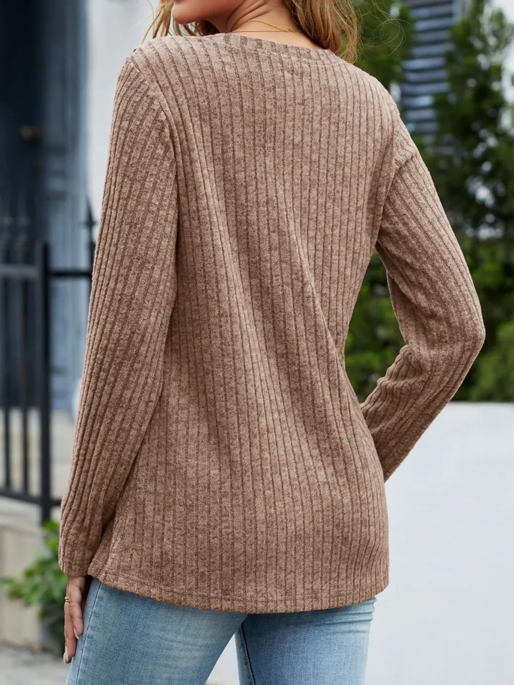 V-Neck Long Sleeve T-Shirt, image 8