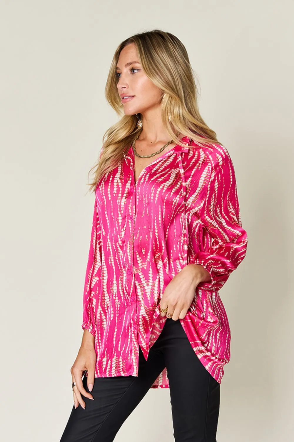 Full Size Printed Button Up Long Sleeve Shirt, image 3