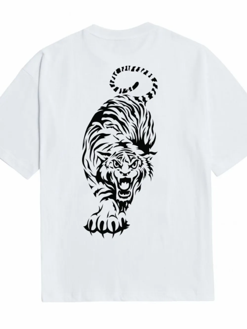 Men's Plus Size Tiger Round Neck Short Sleeve T-Shirt, image 7