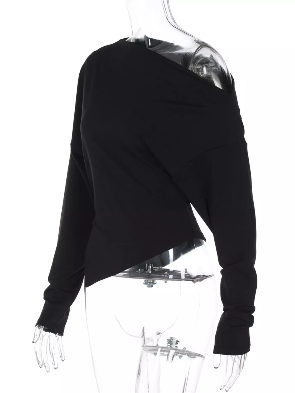 Asymmetrical Off-Shoulder Long Sleeve T-Shirt, image 16