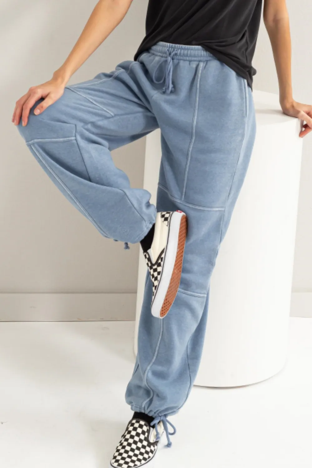 Stitched Design Drawstring Sweatpants, image 3