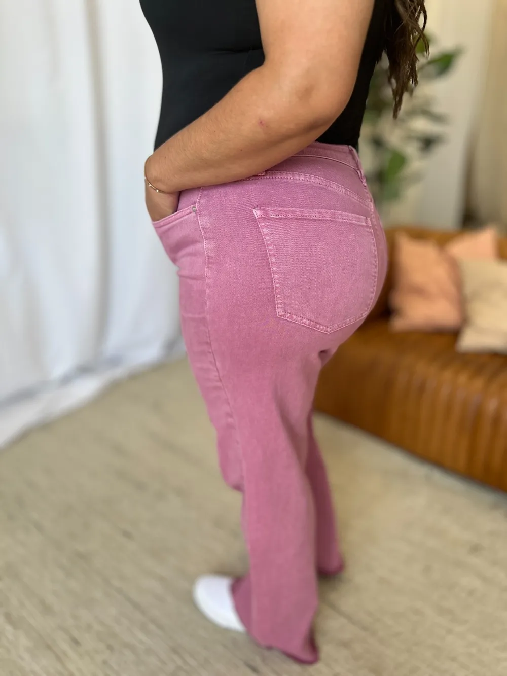 Full Size High Rise Garment Dye Wide Leg Jeans, image 15