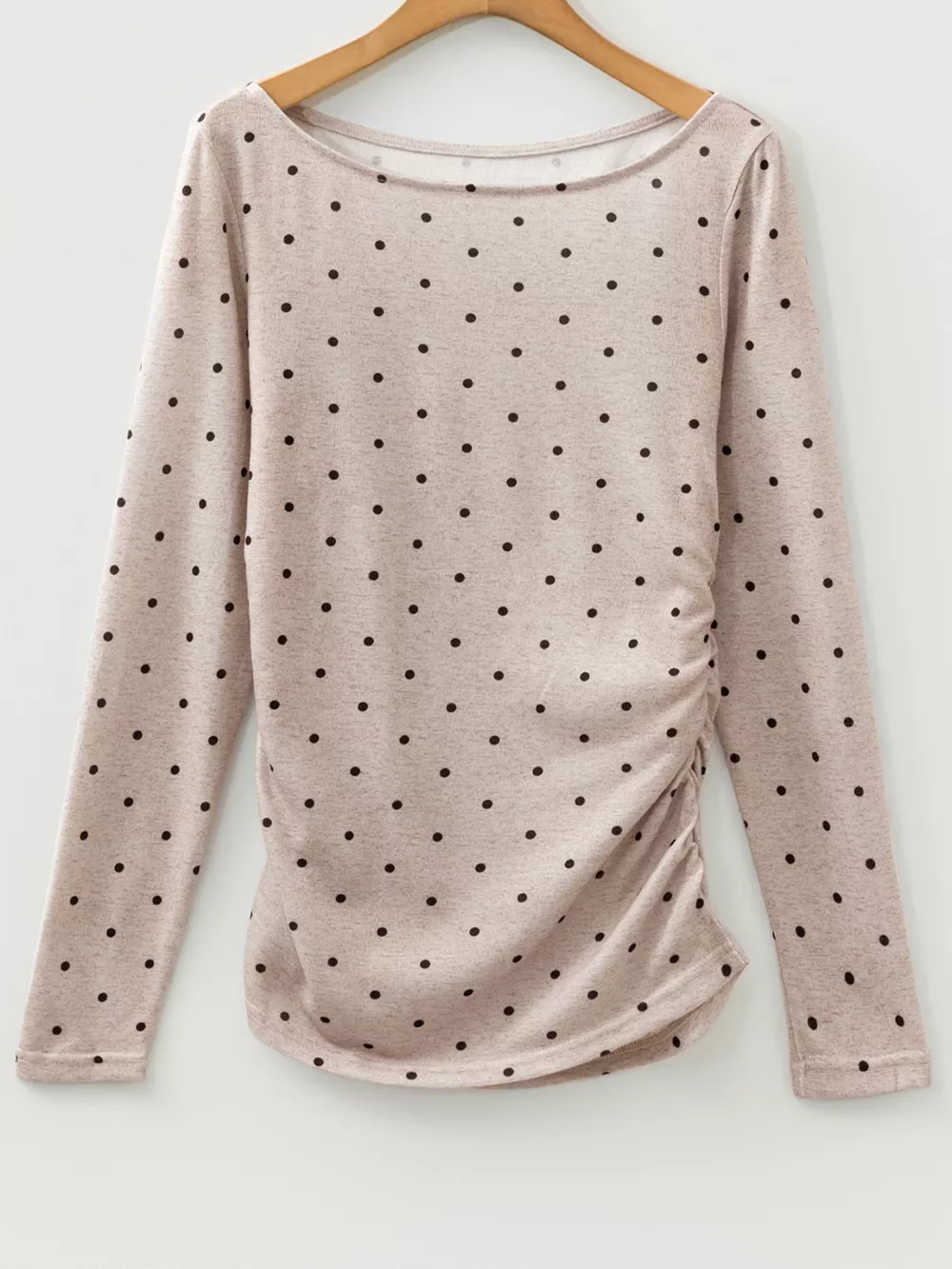 Polka Dot Boat Neck Knit Long Sleeve T Shirt, image 10